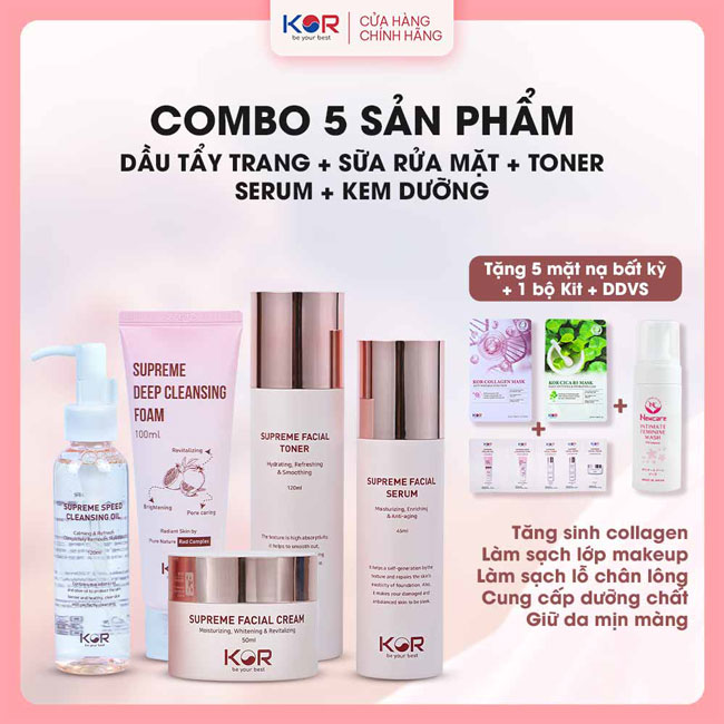Bộ Chăm Da Tối Ưu ( Dầu tẩy trang + Sữa rửa mặt + Toner + Serum + Kem dưỡng )