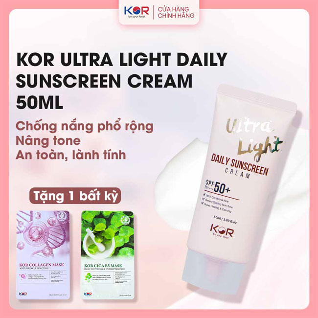 Kem chống nắng KOR - Hàn Quốc Ultra Light Daily Sunscreen Cream