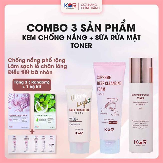 Bộ Bảo Vệ Mỗi Ngày ( Kem chống nắng + Sữa rửa mặt + Toner )