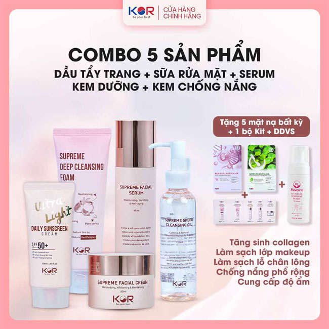 Bộ Trẻ Hóa Làn Da ( Dầu tẩy trang + Sữa rửa mặt + Serum + Kem dưỡng + Kem chống nắng )