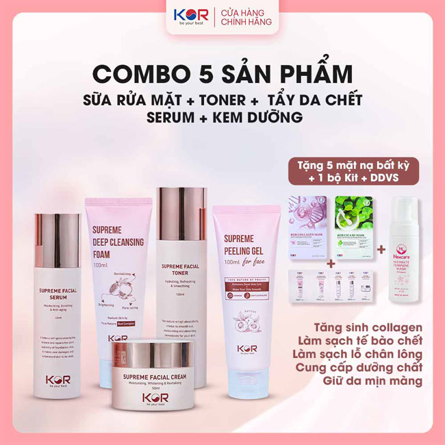 Bộ Phục Hồi & Trẻ Hóa ( Sữa rửa mặt + Toner + Tẩy da chết + Serum + Kem dưỡng )