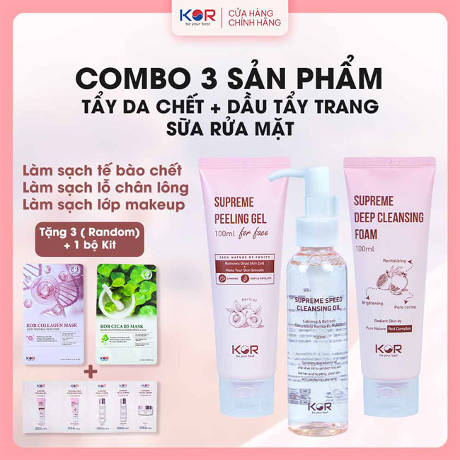 Bộ Làm Sạch Chuyên Sâu ( Tẩy da chết + Dầu tẩy trang + Sữa rửa mặt )